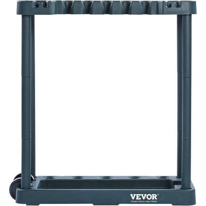 Trädgårdsredskapsarrangör, 10 platser, Trädgårdsredskapstornställ för garageorganisation och förvaring, Hålla långhandtaget verktyg/krata/kvast/skyffel, PP Trädgårdsredskapshållare Organizer för trädgård, skjul, utomhus