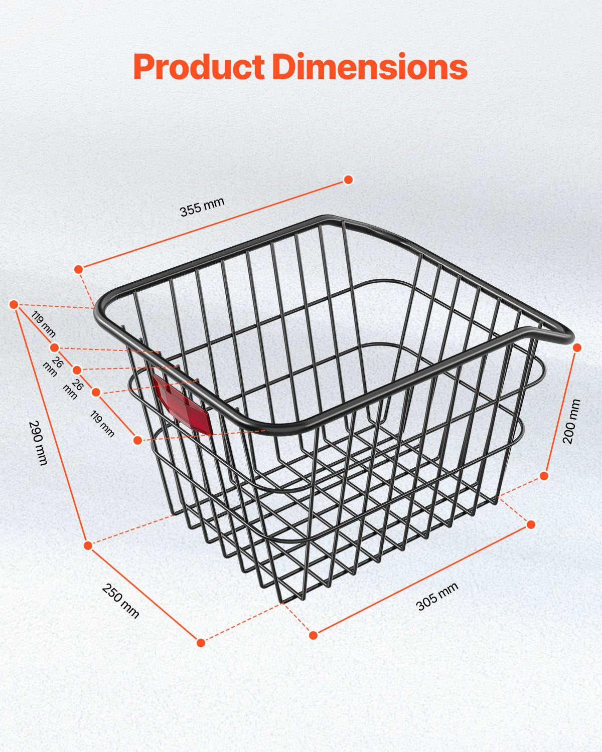 Bakre cykelkorg Metal Wire Cykelkorg Reflekterande bakljusskydd
