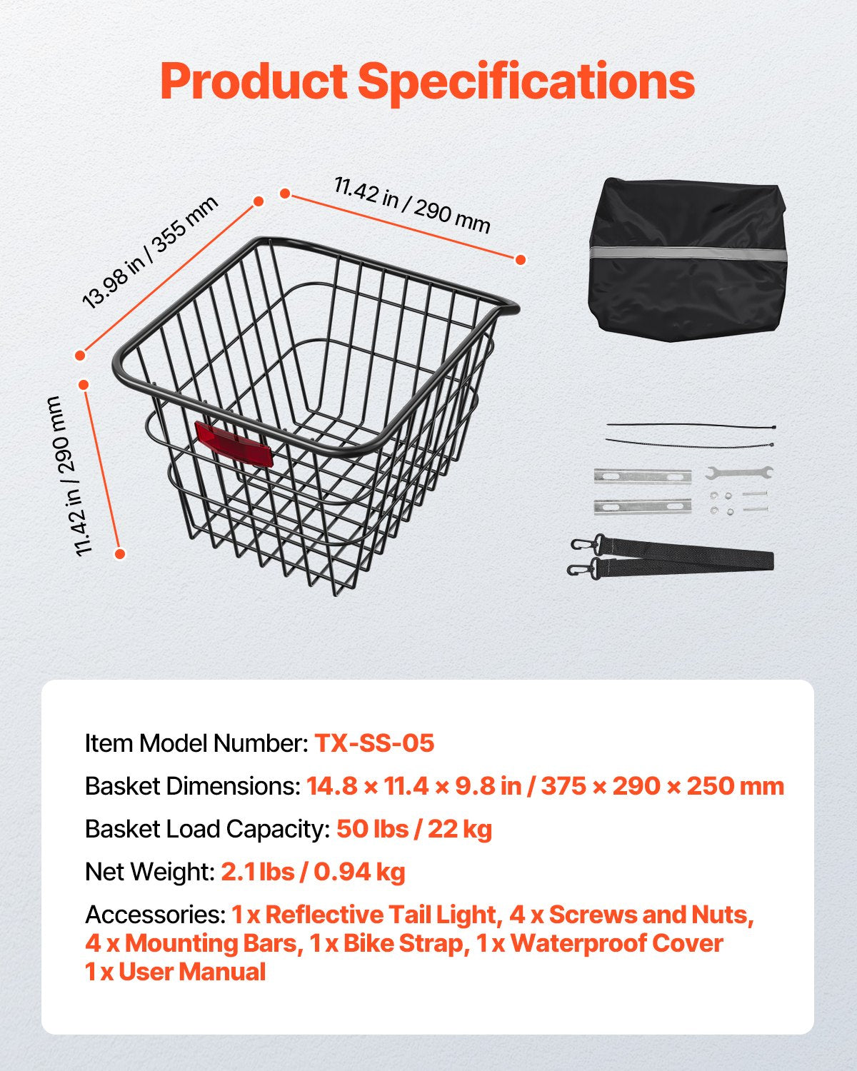 Bakre cykelkorg Metal Wire Cykelkorg Reflekterande bakljusskydd