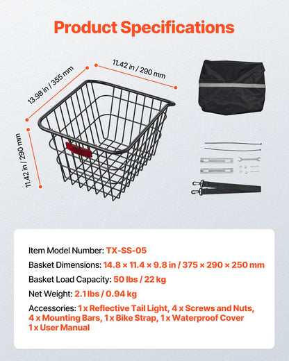 Bakre cykelkorg Metal Wire Cykelkorg Reflekterande bakljusskydd