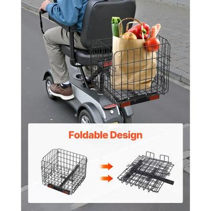 Scooterkorg, Hopfällbar metallkorg, Robust och rymlig lastkorg, Fungerar med 2,5 cm mottagare, Kompatibel med de flesta Golden-, Drive- och Pride-mobilitetsskotrar |  EU