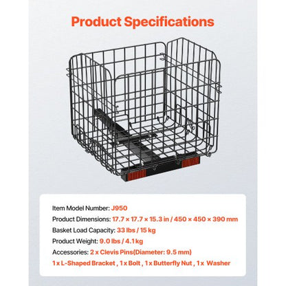 Scooterkorg, Hopfällbar metallkorg, Robust och rymlig lastkorg, Fungerar med 2,5 cm mottagare, Kompatibel med de flesta Golden-, Drive- och Pride-mobilitetsskotrar |  EU
