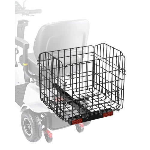 Scooter Rear Basket, Folding Metal Wire Basket, Heavy Duty & Spacious Cargo Basket, Works with 1-inch Receiver, Compatible with Most Golden, Drive & Pride Mobility Scooter