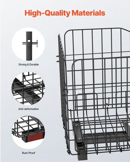 Scooter Rear Basket, Folding Metal Wire Basket, Heavy Duty & Spacious Cargo Basket, Works with 1-inch Receiver, Compatible with Most Golden, Drive & Pride Mobility Scooter
