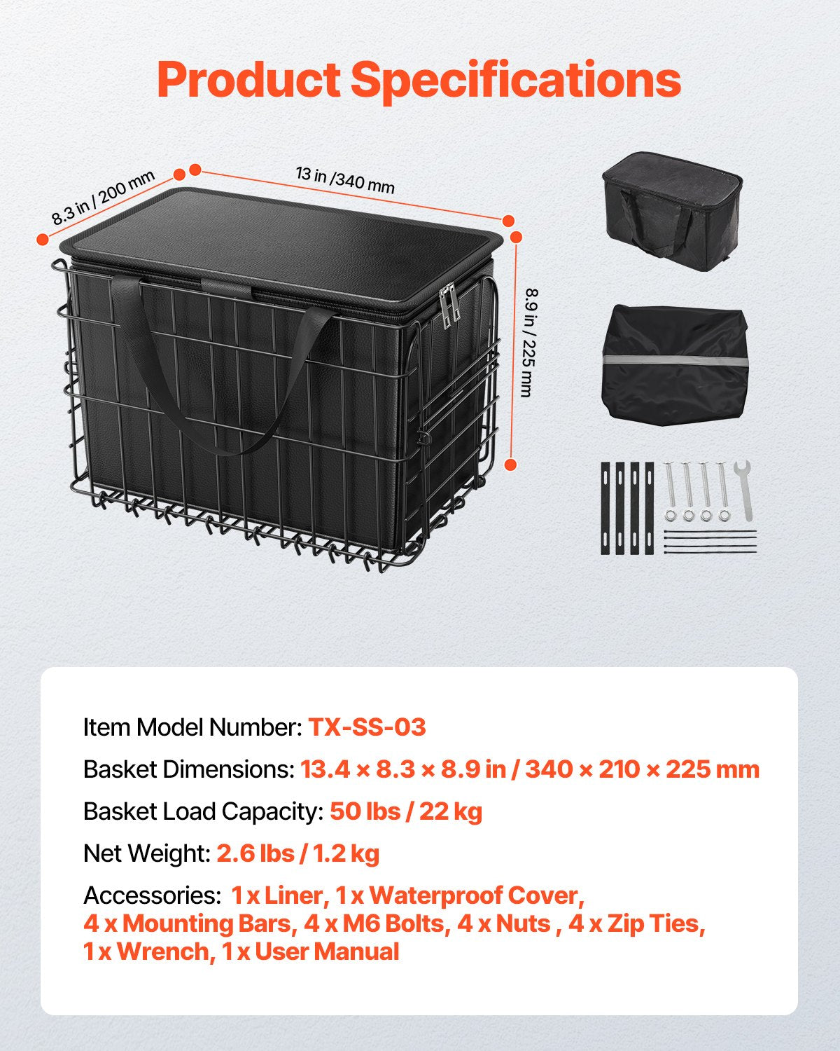 Bakre cykelkorg Vikbar cykelkorg Cargo Net Liner Vattentätt överdrag