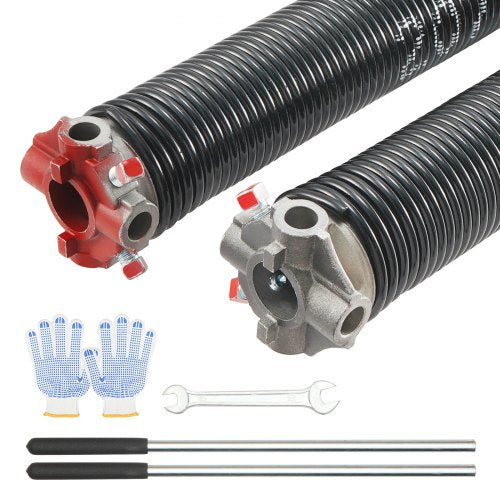 Garage Door Torsion Springs, Pair of 0.207 x 2 x 22inch, 16000 Cycles, Garage Door Springs with Non-Slip Winding Bars, Gloves and Mounting Wrench, Electrophoresis Coated for Replacement