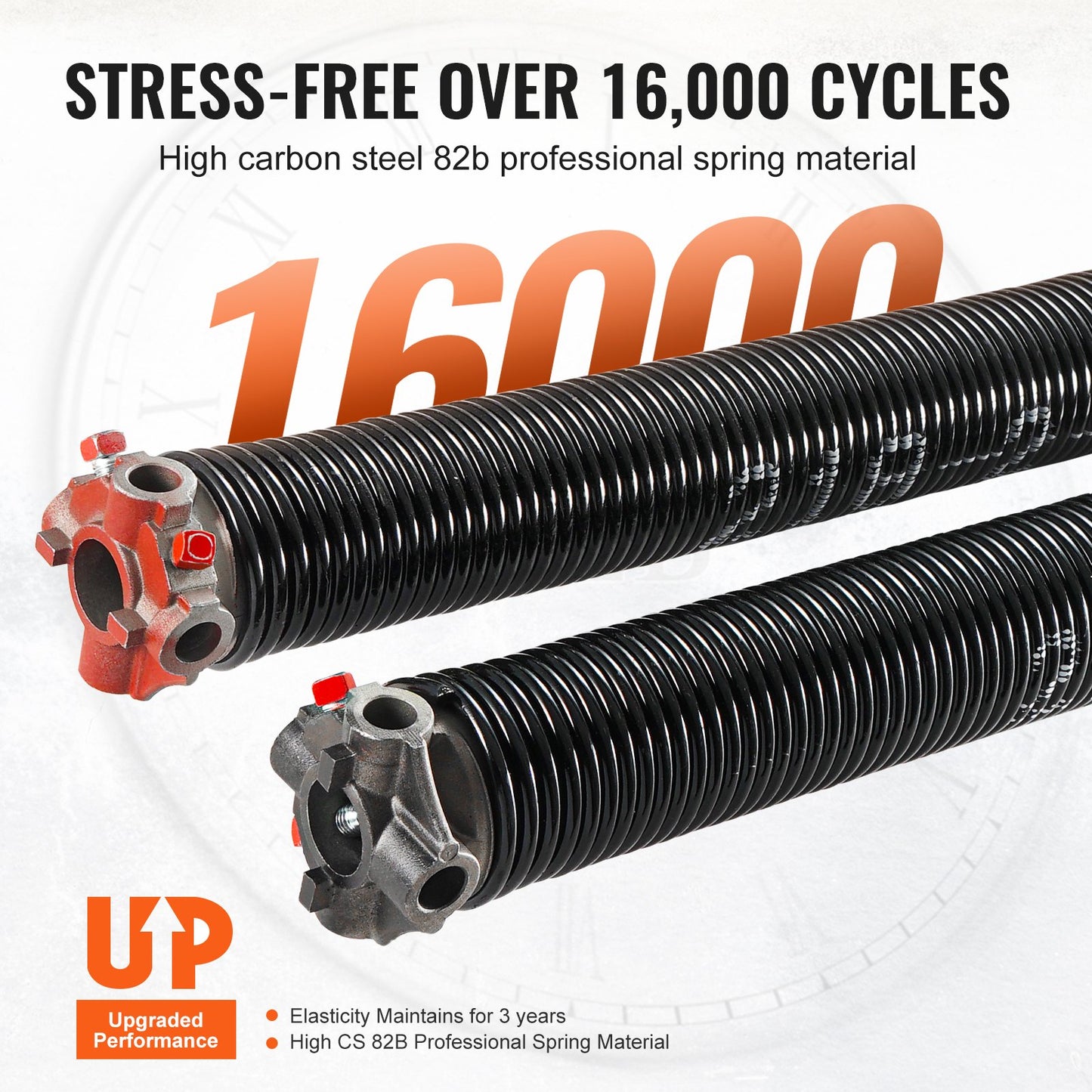 Garage Door Torsion Springs, Pair of 0.218 x 2 x 24inch, Garage Door Springs with Non-Slip Winding Bars, 16000 Cycles, Gloves and Mounting Wrench, Electrophoresis Coated for Replacement