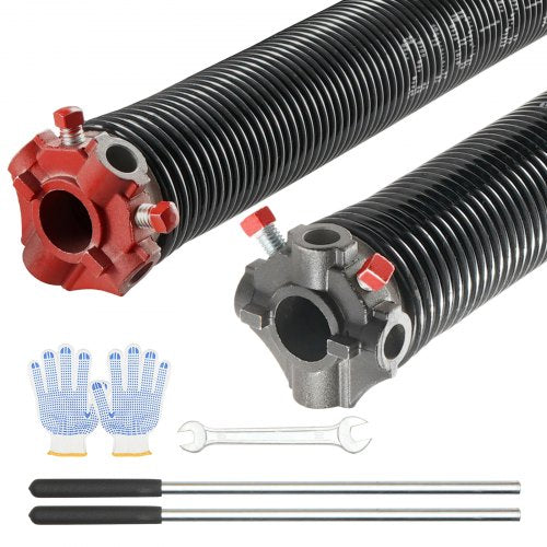 Garage Door Torsion Springs, Pair of 0.218 x 2 x 23inch, Garage Door Springs with Non-Slip Winding Bars, 16000 Cycles, Gloves and Mounting Wrench, Electrophoresis Coated for Replacement