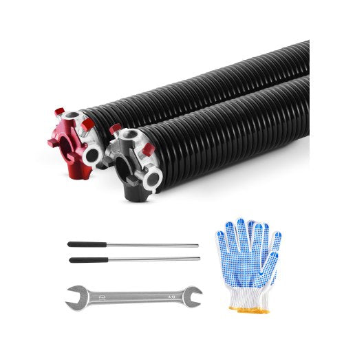 Garage Door Torsion Springs, Pair of 0.234 x 2 x 31 in, 16000 Cycles, Electrophoresis Black Coated for Replacement, Garage Door Springs with Non-Slip Winding Bars, Gloves and Mounting Wrench