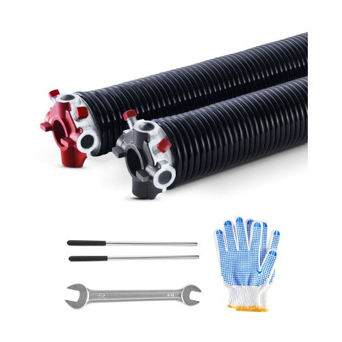 Garage Door Torsion Springs, Pair of 0.234 x 2 x 28 in, 16000 Cycles, Electrophoresis Black Coated for Replacement, Garage Door Springs with Non-Slip Winding Bars, Gloves and Mounting Wrench