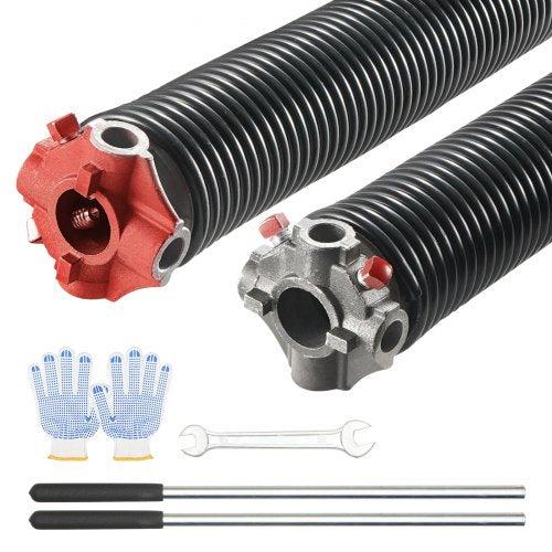 Garage Door Torsion Springs, 16000 Cycles, Pair of 0.25 x 2 x 30inch, Garage Door Springs with Non-Slip Winding Bars, Mounting Tool and Gloves, Electrophoresis Coated, for Replacement