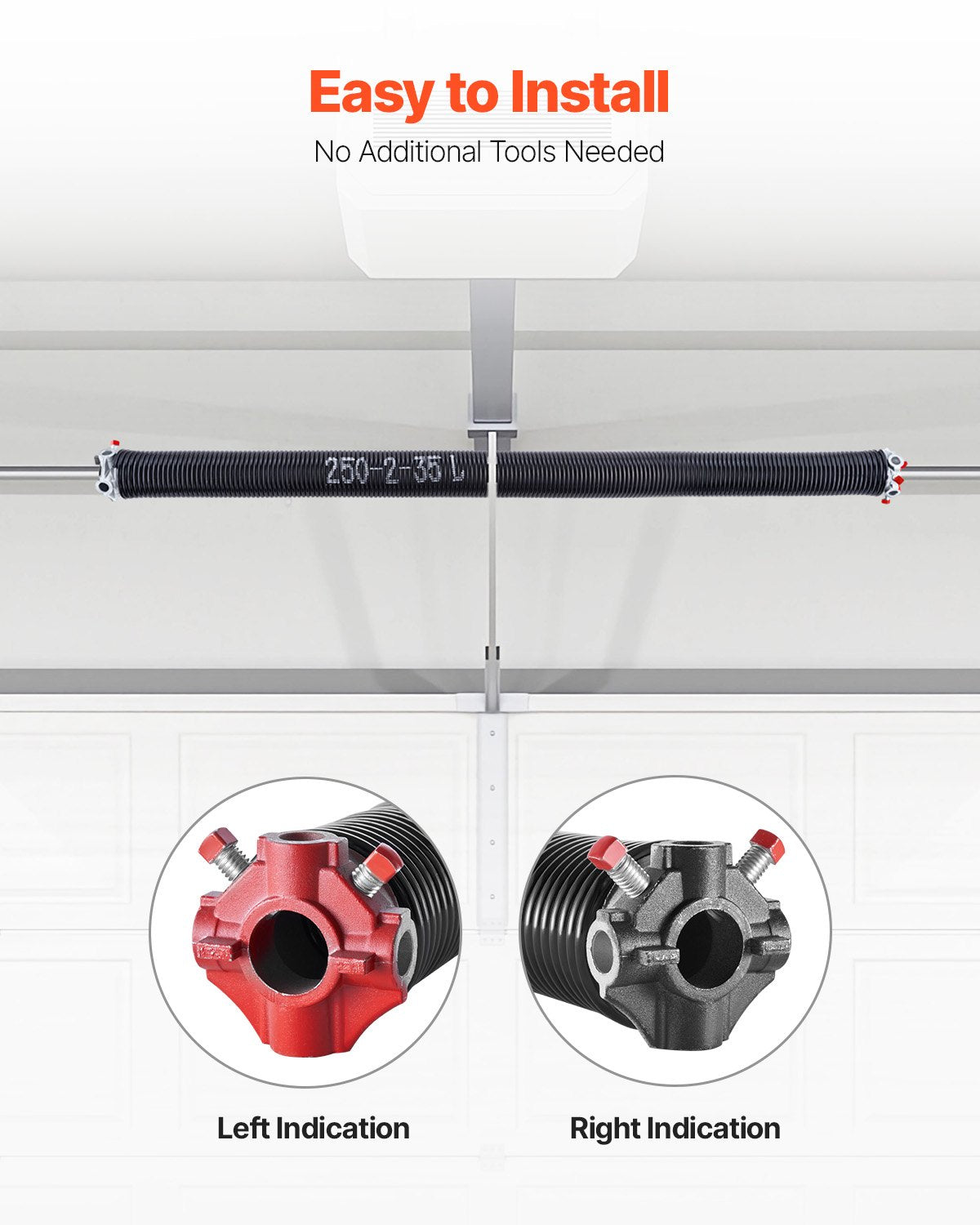 Garage Door Torsion Springs, Pair of 0.250 x 2 x 35 in, 16000 Cycles, Electrophoresis Black Coated for Replacement, Garage Door Springs with Non-Slip Winding Bars, Gloves and Mounting Wrench