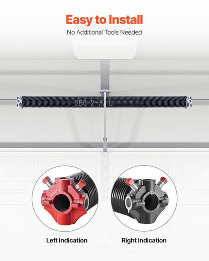 Garage Door Torsion Springs, Pair of 0.25 x 2 x 32 in, 16000 Cycles, Electrophoresis Black Coated for Replacement, Garage Door Springs with Non-Slip Winding Bars, Gloves and Mounting Wrench