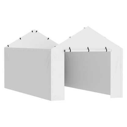 Carport Byte av kapell sidovägg 10 x 20 fot, garagetält skydd presenning Kraftig vattentät & UV-skyddad, enkel installation med bollbyxor, vit (topp och ram ingår ej)