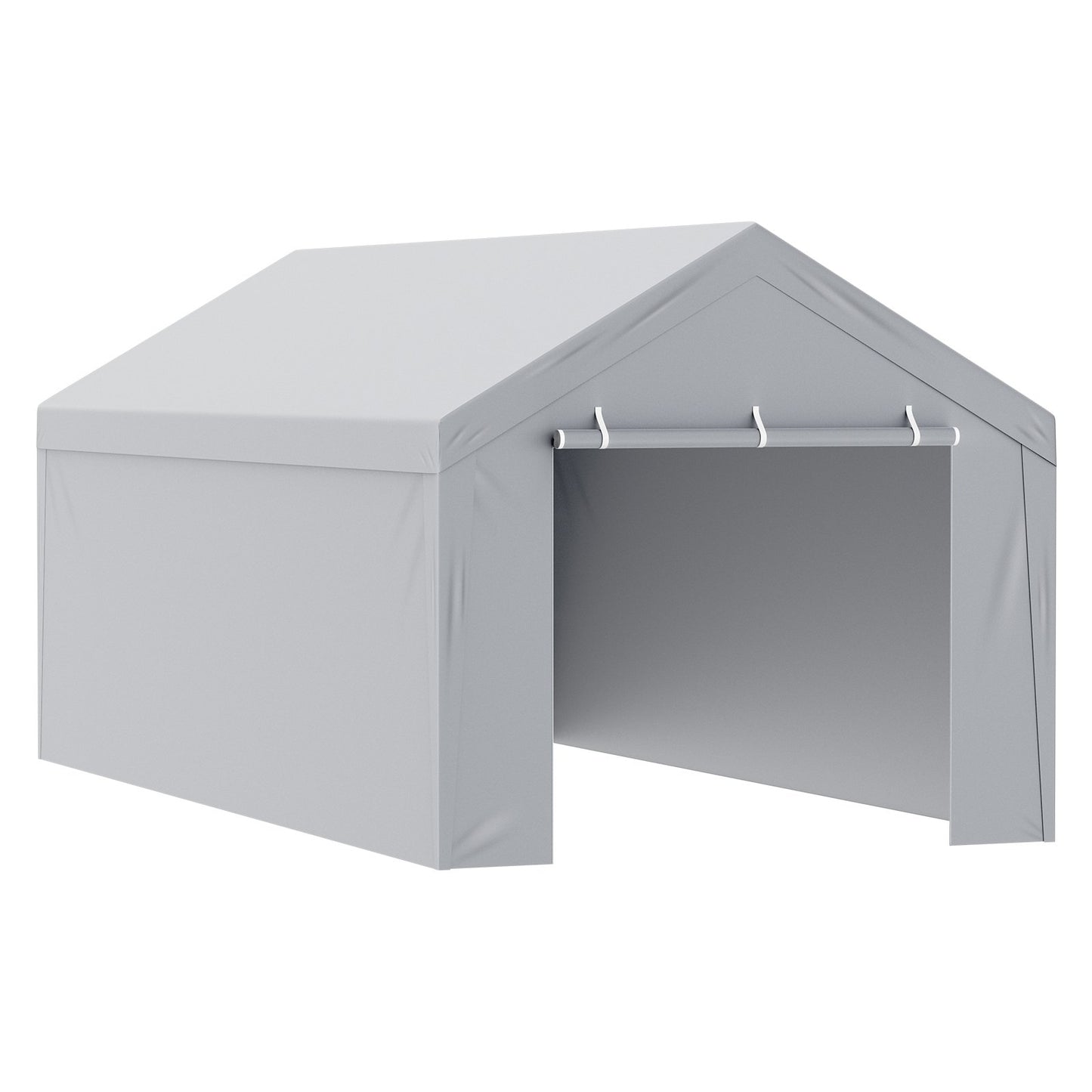 Carport Replacement canopy cover + side wall 6000 x 3000 mm, garage tent protection tarpaulin Heavy duty waterproof &amp; UV protected, easy installation with ball pants, white (frame not included)