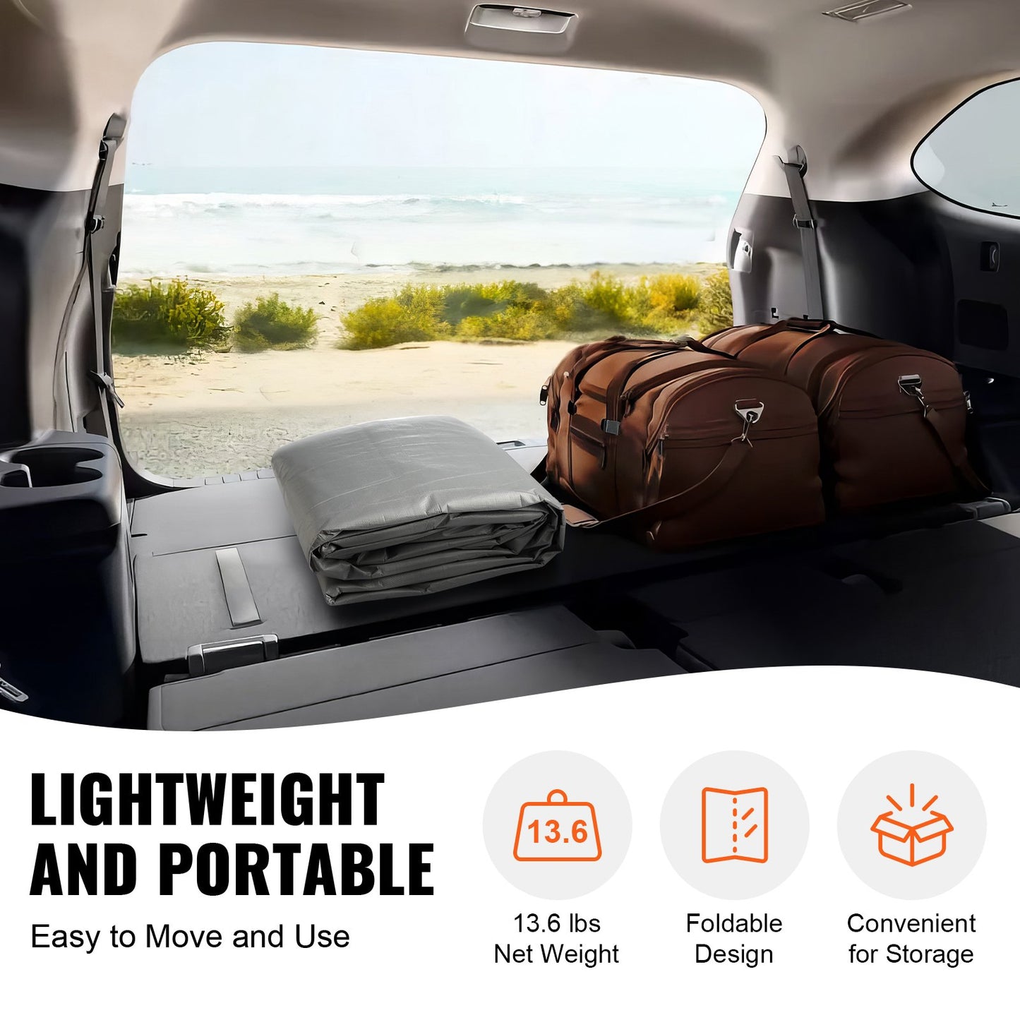 Carport-Ersatzüberdachung, 6100 x 3040 mm, Garagendachzelt, Schutzplane, strapazierfähig, wasserdicht und UV-geschützt, einfache Installation mit Ballhosen, grau (nur obere Abdeckung, Rahmen nicht im Lieferumfang enthalten)