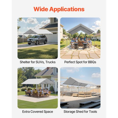 Carport-reservtak, 3 x 6 m dricksskyddad presenning för garage, UV-resistent och vattentät bilskyddspresenning, kraftigt bilportsskydd med bollvagnar, grå, ram ingår ej |  EU