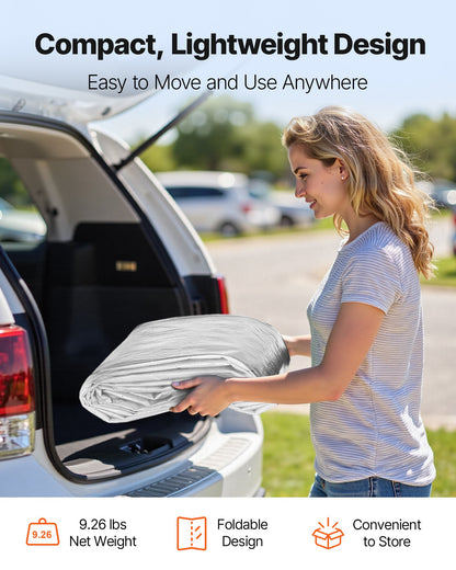 Carport Replacement Canopy, 10 x 20 ft Potable Garage Tent Top Tarp, UV-Resistant & Waterproof Car Shelter Tarp, Heavy Duty Car Port Cover with Ball Buggees, Grey, Frame Not Included