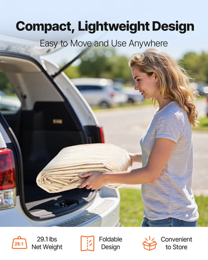 Carport Replacement Canopy, 10 x 20 ft Potable Garage Tent Top Tarp with Sidewalls, UV-Resistant & Waterproof, Heavy Duty Car Shelter Tarp with Ball Buggees, Beige, Frame Not Included