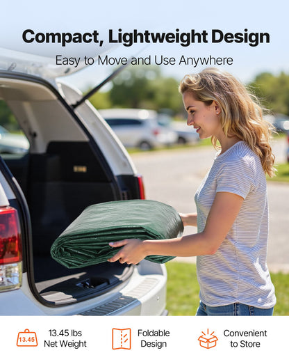 Carport Replacement Canopy, 10 x 20 ft Potable Garage Tent Top Tarp, UV-Resistant & Waterproof Car Shelter Tarp, Heavy Duty Car Port Cover with Ball Buggees, Dark Green, Frame Not Included