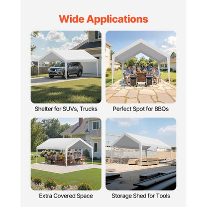 Carport-reservtak, 3,6 x 6 m dricksskyddad presenning för garage, UV-resistent och vattentät bilskyddspresenning, kraftigt bilportsskydd med bollvagnar, vit, ram ingår ej |  EU