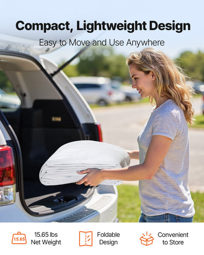 Carport Replacement Canopy, 12 x 20 ft Potable Garage Tent Top Tarp, UV-Resistant & Waterproof Car Shelter Tarp, Heavy Duty Car Port Cover with Ball Buggees, White, Frame Not Included