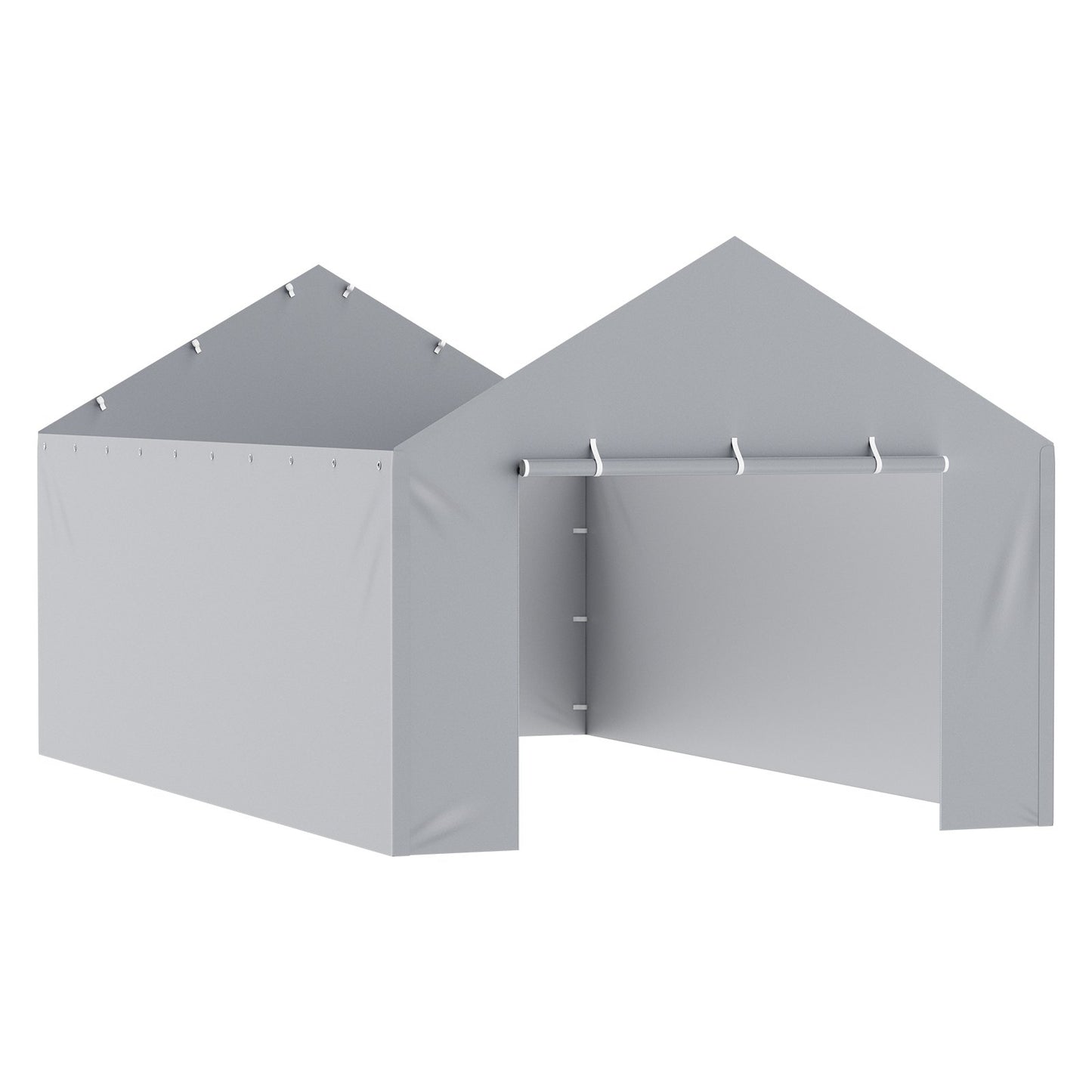 Carport Byte av kapell sidovägg 12 x 20 fot, garagetält skydd presenning Kraftig vattentät & UV-skyddad, enkel installation med bollbyxor, grå (topp och ram ingår ej)