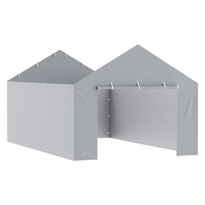 Carport Byte av kapell sidovägg 12 x 20 fot, garagetält skydd presenning Kraftig vattentät & UV-skyddad, enkel installation med bollbyxor, grå (topp och ram ingår ej)
