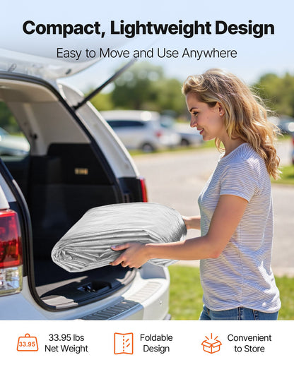 Carport Replacement Canopy, 13 x 20 ft Potable Garage Tent Top Tarp with Sidewalls, UV-Resistant & Waterproof, Heavy Duty Car Shelter Tarp with Ball Buggees, Grey, Frame Not Included