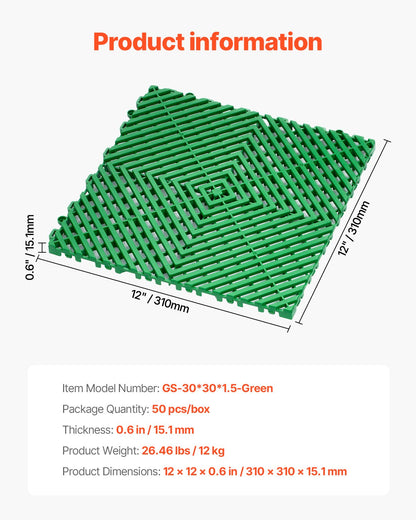 Ineinander greifende Drainagematte, Drainagepad, 12 x 12 Zoll, modulare Bodenfliesen