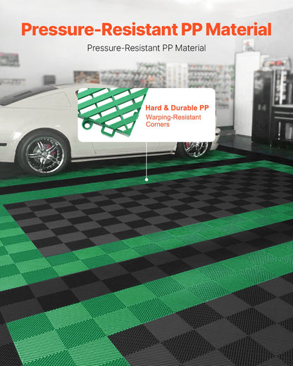 Interlocking Drainage Mat, 50 Pcs Modular Interlocking Cushion, 12” x 12” Splicing Drainage Mats, Non-Slip Green PP Drainage Floor Tile and Shower Mat, for Garage, Garden, Kitchen & Outdoor