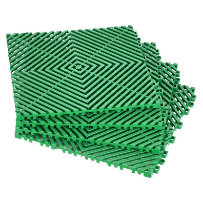 Interlocking Drainage Mat, 50 Pcs Modular Interlocking Cushion, 12” x 12” Splicing Drainage Mats, Non-Slip Green PP Drainage Floor Tile and Shower Mat, for Garage, Garden, Kitchen & Outdoor