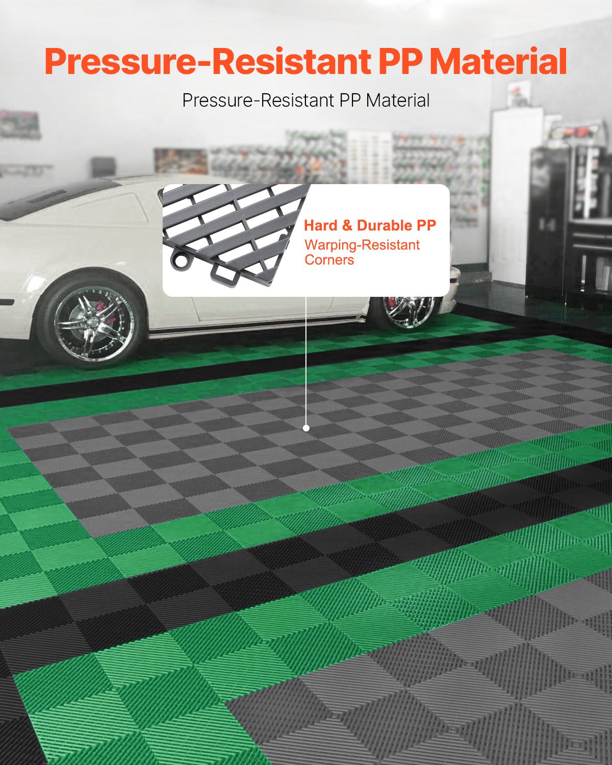 Interlocking Drainage Mat, 12” x 12” Modular Interlocking Cushion, 24 Pcs Splicing Drainage Mats, Non-Slip Gray PP Drainage Floor Tile and Shower Mat, for Garage, Garden, Kitchen & Outdoor