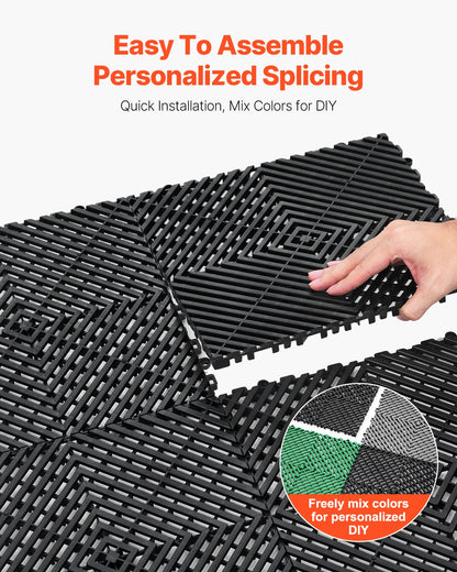 Drainage Mat Modular Floor Tiles 12" x 12" Interlocking Drainage Pad
