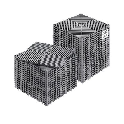 Interlocking Drainage Mat, 12” x 12” Modular Interlocking Cushion, 40 Pcs Splicing Drainage Mats, Non-Slip Gray PP Drainage Floor Tile and Shower Mat, for Garage, Garden, Kitchen & Outdoor