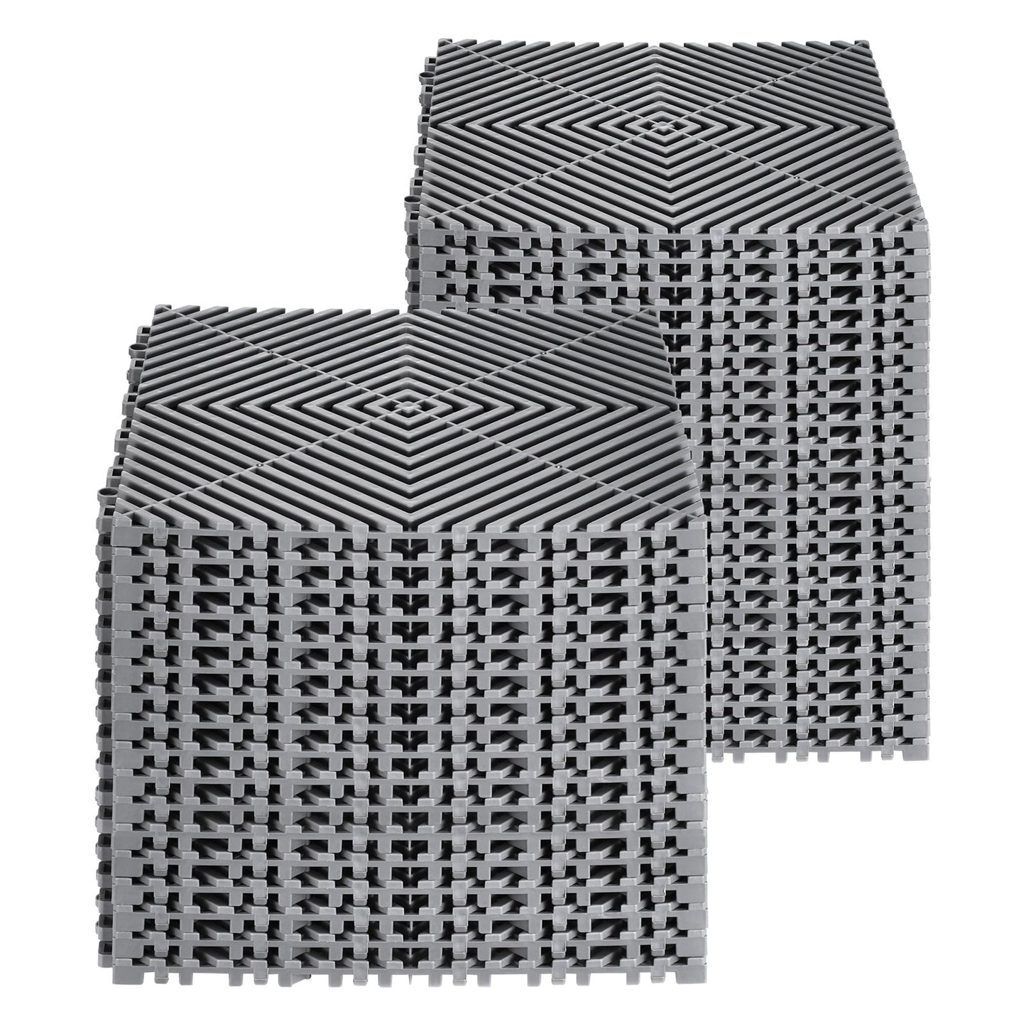 Interlocking Drainage Mat, 12” x 12” Modular Interlocking Cushion, 40 Pcs Splicing Drainage Mats, Non-Slip Gray PP Drainage Floor Tile and Shower Mat, for Garage, Garden, Kitchen & Outdoor