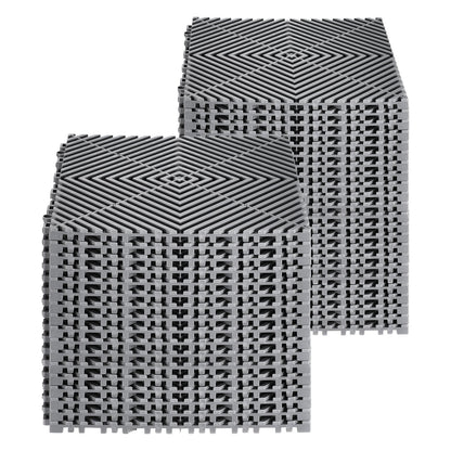 Interlocking Drainage Mat, 12” x 12” Modular Interlocking Cushion, 40 Pcs Splicing Drainage Mats, Non-Slip Gray PP Drainage Floor Tile and Shower Mat, for Garage, Garden, Kitchen & Outdoor