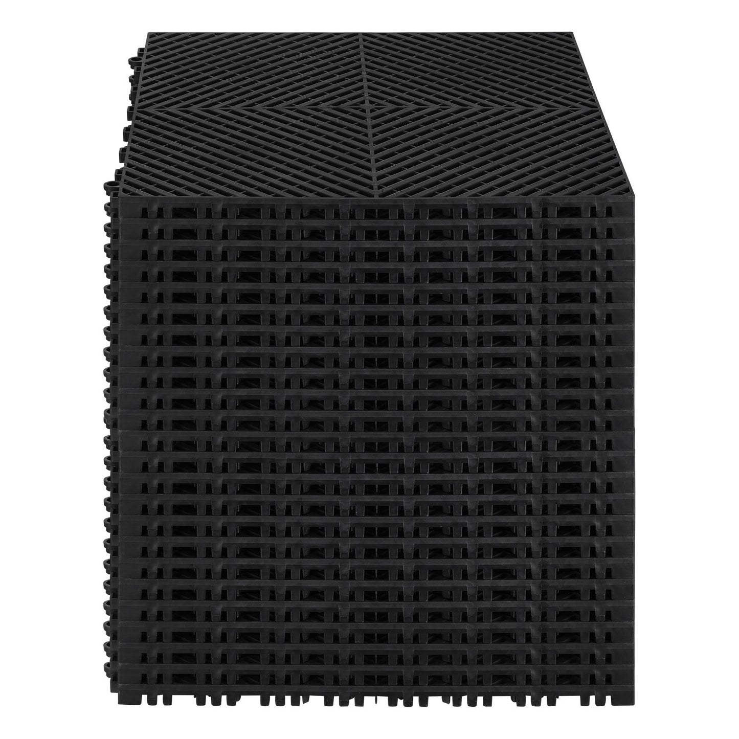 Interlocking Drainage Mat, 15.7” x 15.7” Modular Interlocking Cushion, 24 Pcs Splicing Drainage Mats, Non-Slip Black PP Drainage Floor Tile and Shower Mat, for Garage, Garden, Kitchen & Outdoor