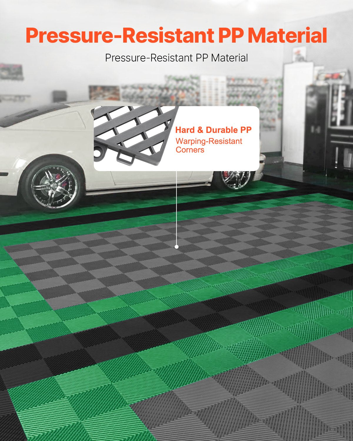 Interlocking Drainage Mat, 15.7” x 15.7” Modular Interlocking Cushion, 24 Pcs Splicing Drainage Mats, Non-Slip Gray PP Drainage Floor Tile and Shower Mat, for Garage, Garden, Kitchen & Outdoor