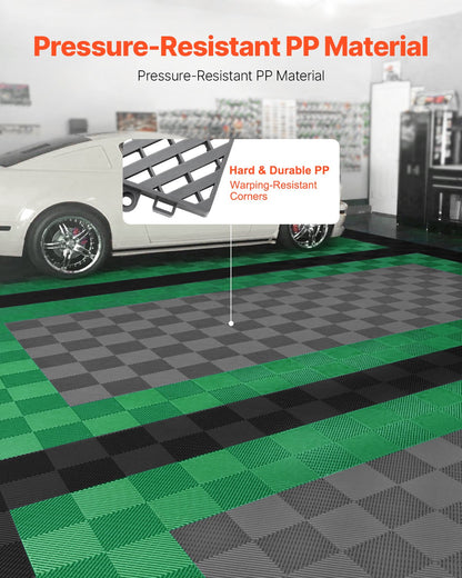 Interlocking Drainage Mat, 15.7” x 15.7” Modular Interlocking Cushion, 24 Pcs Splicing Drainage Mats, Non-Slip Gray PP Drainage Floor Tile and Shower Mat, for Garage, Garden, Kitchen & Outdoor