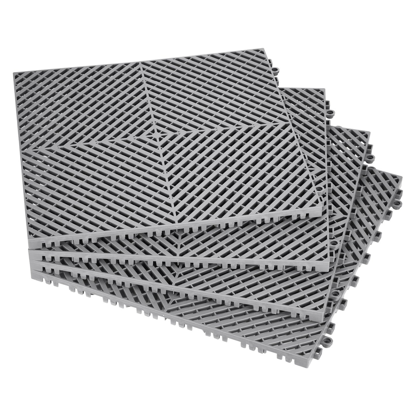 Interlocking Drainage Mat, 15.7” x 15.7” Modular Interlocking Cushion, 24 Pcs Splicing Drainage Mats, Non-Slip Gray PP Drainage Floor Tile and Shower Mat, for Garage, Garden, Kitchen & Outdoor