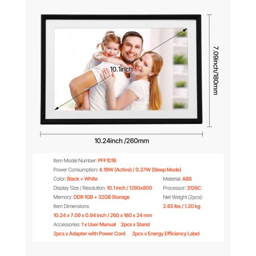 260 mm digitaler Bilderrahmen, 32 GB, Touchscreen, 2er-Pack, WLAN-Bilderrahmen