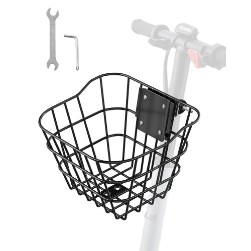 Front Bike Basket, Electric Scooter Basket with Fixed Bracket - Max Bearing 20 lbs, Construct from Solid Steel, Kids Bike Basket/Adult Bicycle Basket/Knee Electric Scooter Accessories