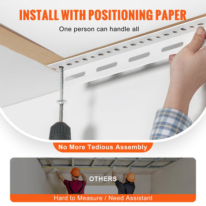 Overhead Garage Storage Rack, 48x96 Inch Ceiling Storage Rack for Garage, Heavy Duty Adjustable Cold Rolled Steel Racks for Garage Storage, Organization, 600 lbs Load Capacity, 22''-40", White