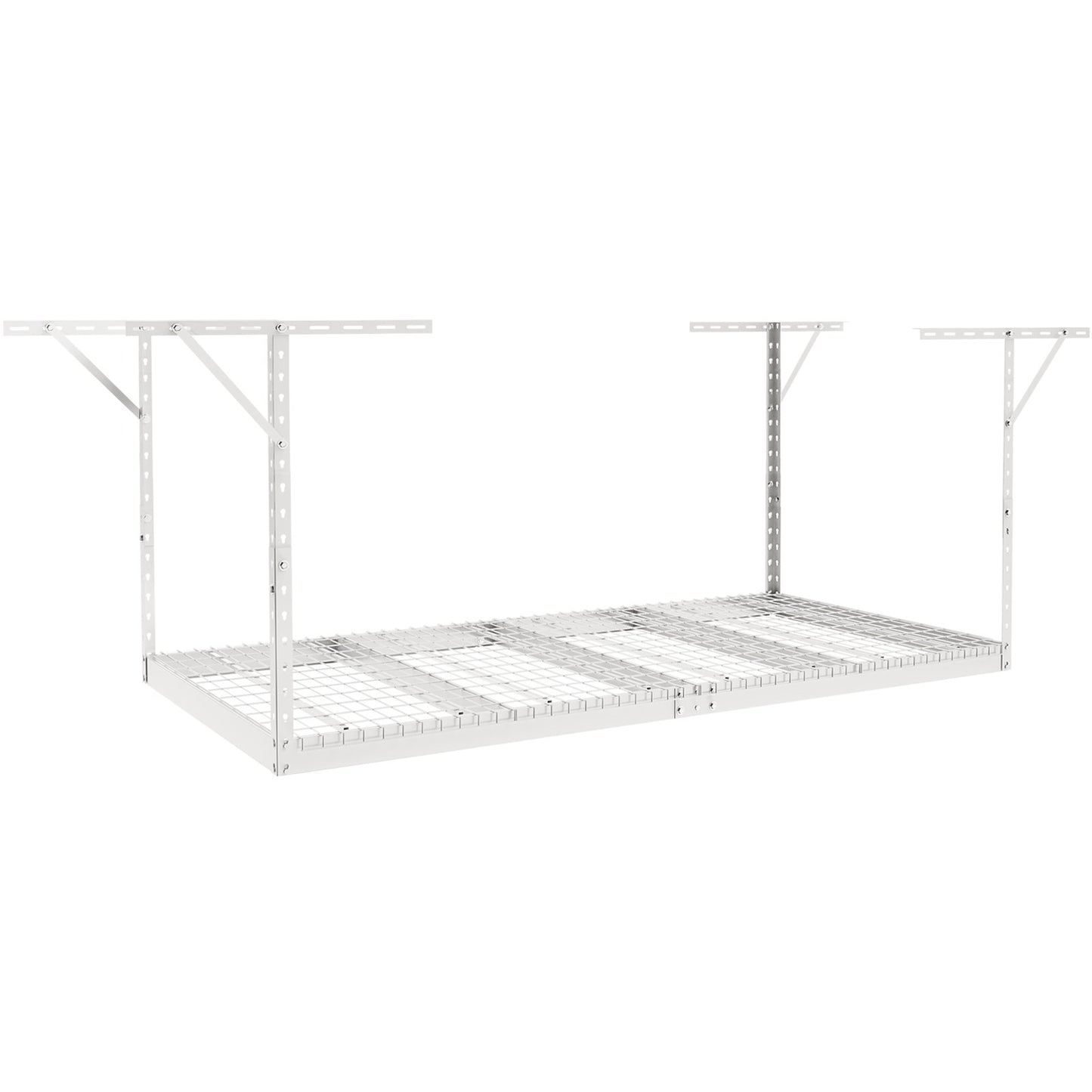 Overhead Garage Storage Rack, 48x96 Inch Ceiling Storage Rack for Garage, Heavy Duty Adjustable Cold Rolled Steel Racks for Garage Storage, Organization, 600 lbs Load Capacity, 22''-40", White