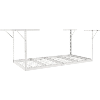 Overhead Garage Storage Rack, 48x96 Inch Ceiling Storage Rack for Garage, Heavy Duty Adjustable Cold Rolled Steel Racks for Garage Storage, Organization, 600 lbs Load Capacity, 22''-40", White