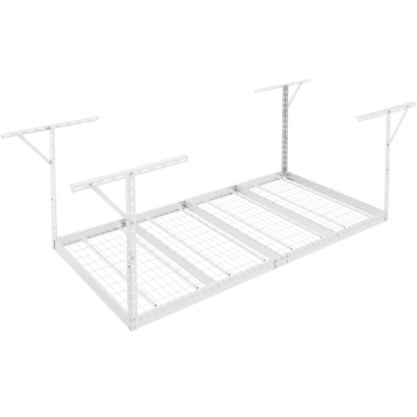 Overhead Garage Storage Rack, 48x96 Inch Ceiling Storage Rack for Garage, Heavy Duty Adjustable Cold Rolled Steel Racks for Garage Storage, Organization, 600 lbs Load Capacity, 22''-40", White