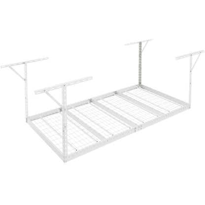Overhead Garage Storage Rack, 48x96 Inch Ceiling Storage Rack for Garage, Heavy Duty Adjustable Cold Rolled Steel Racks for Garage Storage, Organization, 600 lbs Load Capacity, 22''-40", White