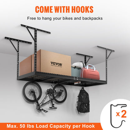 Overhead Garage Storage Rack, 36x96 Inch Ceiling Storage Rack for Garage, Heavy Duty Adjustable Cold Rolled Steel Racks for Garage Storage, Organization, 600 lbs Load Capacity, 22''-40", Black