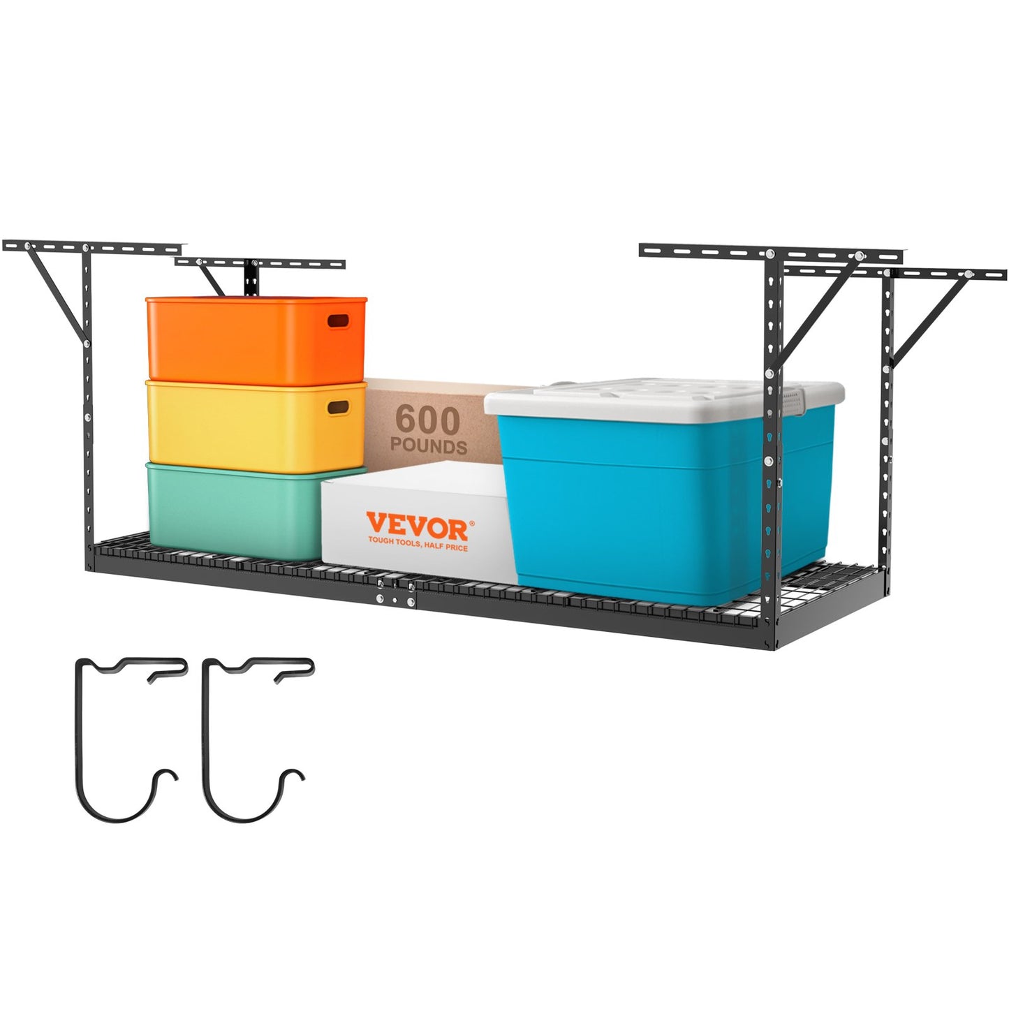 Overhead Garage Storage Rack, 36x96 Inch Ceiling Storage Rack for Garage, Heavy Duty Adjustable Cold Rolled Steel Racks for Garage Storage, Organization, 600 lbs Load Capacity, 22''-40", Black